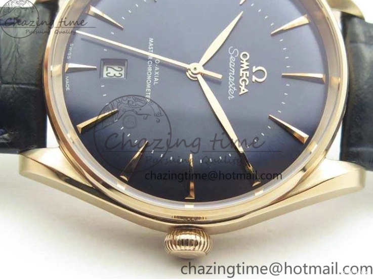0414 Snug Seamaster Edizione Venezia RG Best Edition Blue Dial On Leather Strap A 8126